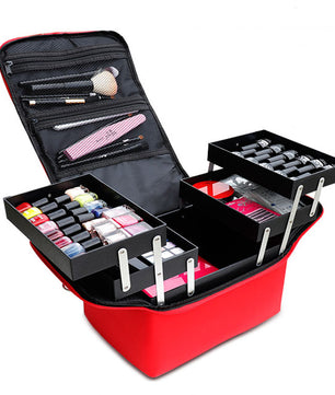 Meerlaagse Make-up Tas – Waterdichte Cosmetische Organizer voor Reizen