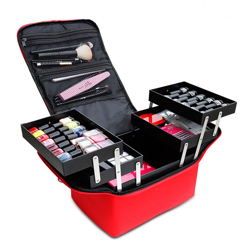 Meerlaagse Make-up Tas – Waterdichte Cosmetische Organizer voor Reizen