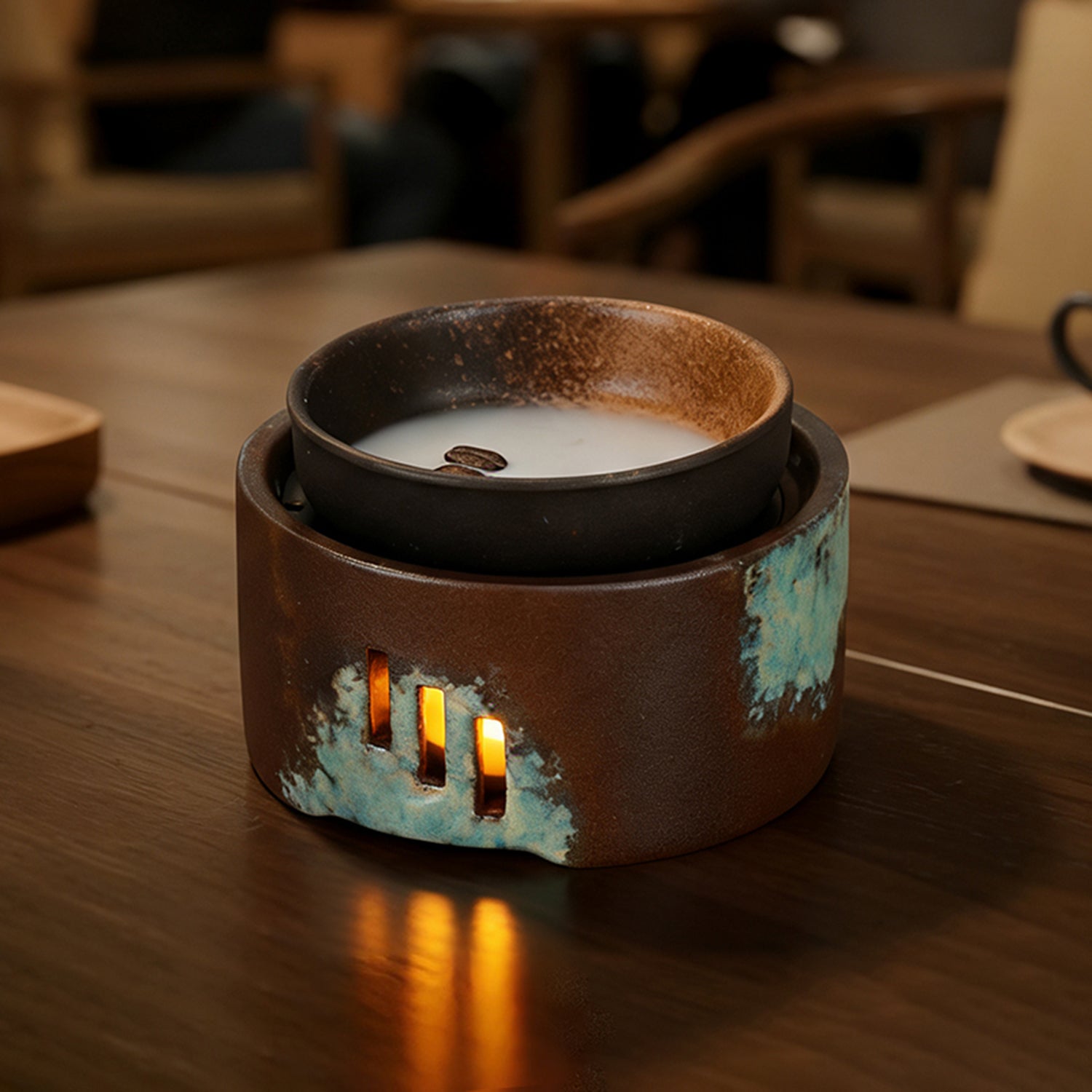 Keramische Aromatherapiebrander – Wax Melt en Olieverspreider met Kaarsverwarming voor Spa en Interieur