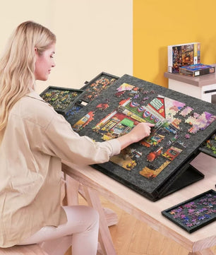 Opvouwbaar Vilten Puzzelbord met Beugel – Draagbare Puzzeltafel met Opbergfunctie