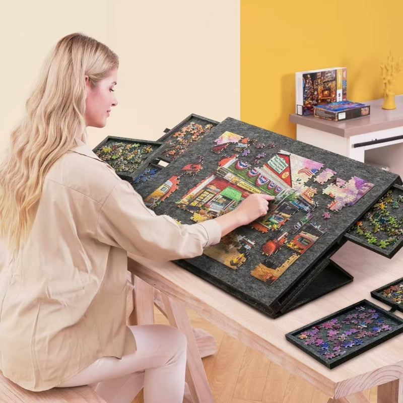 Opvouwbaar Vilten Puzzelbord met Beugel – Draagbare Puzzeltafel met Opbergfunctie