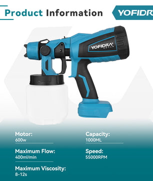 Draadloos Elektrisch Verfspuitpistool 1000 ml – Verfspuit voor DIY en Klusprojecten