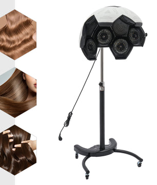 Staande Salon Föhn met Kap – Verstelbare Haardroger met Wielen en 1200W Vermogen
