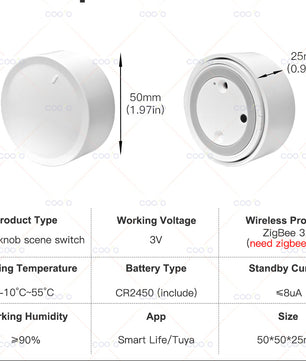 ZigBee Slimme Scène Knop Schakelaar – Draadloze Dimmer en Smart Home Afstandsbediening