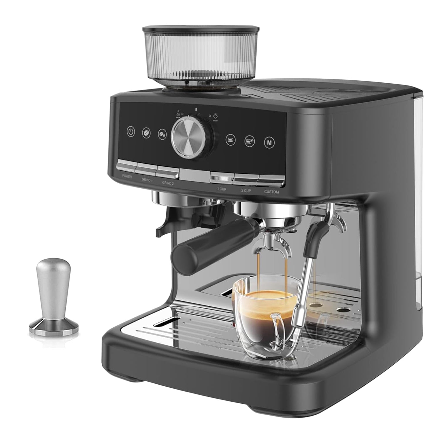 Espressomachine 15 Bar met Bonenmolen en Melkopschuimer