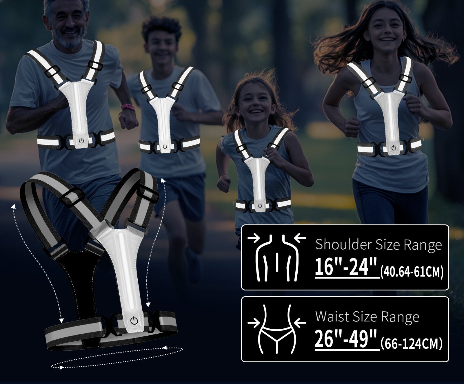 LED Reflecterend Veiligheidsvest – USB Oplaadbaar Lichtvest voor Hardlopen, Fietsen en Wandelen