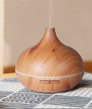 500ml Aroma Diffuser met Houtlook en Afstandsbediening – Ultrasone Luchtbevochtiger met LED Licht
