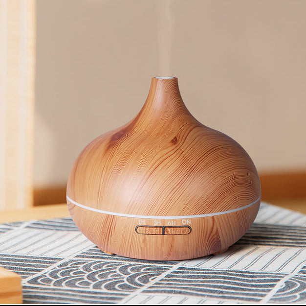 500ml Aroma Diffuser met Houtlook en Afstandsbediening – Ultrasone Luchtbevochtiger met LED Licht