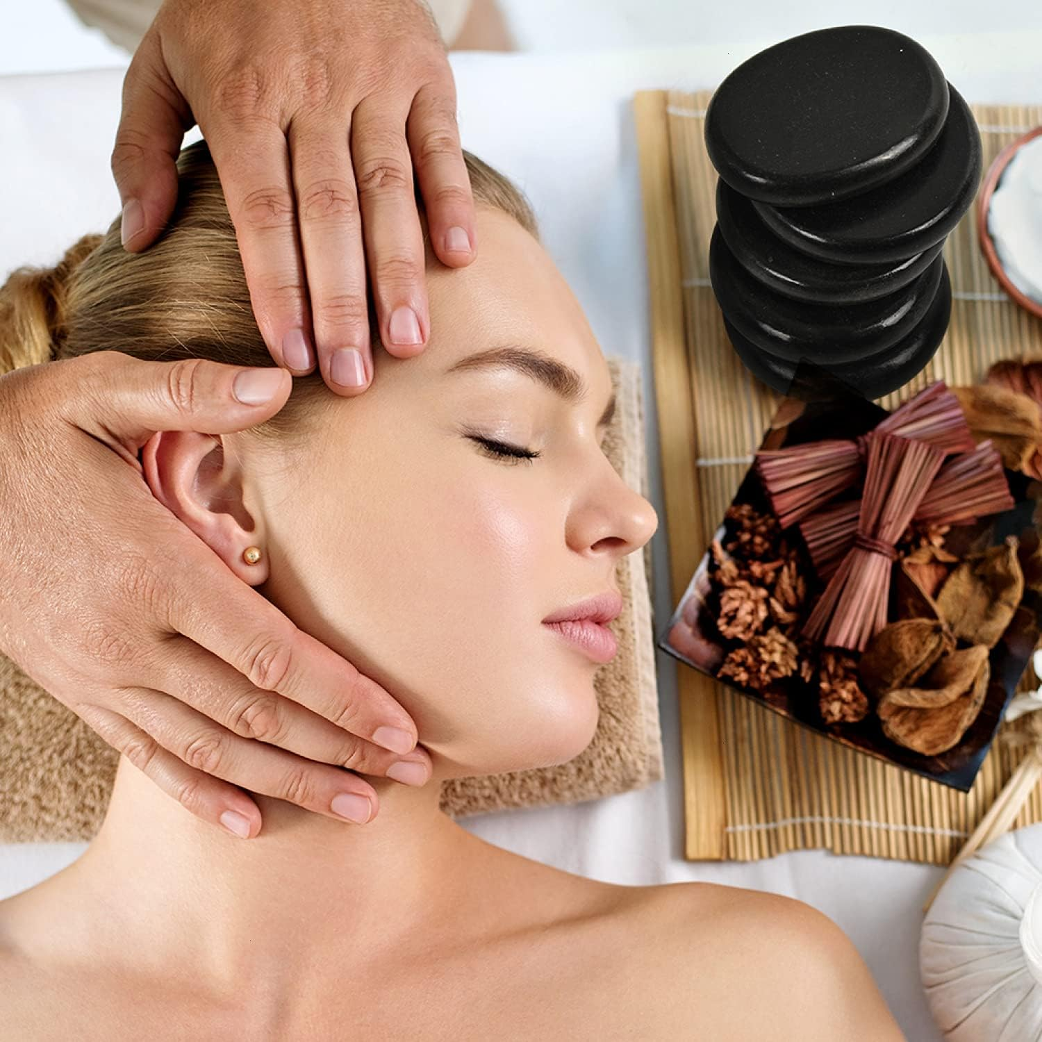 Set van 6 Hot Stone Massagestenen – Basalt Stenen voor Ontspanning en Spierherstel