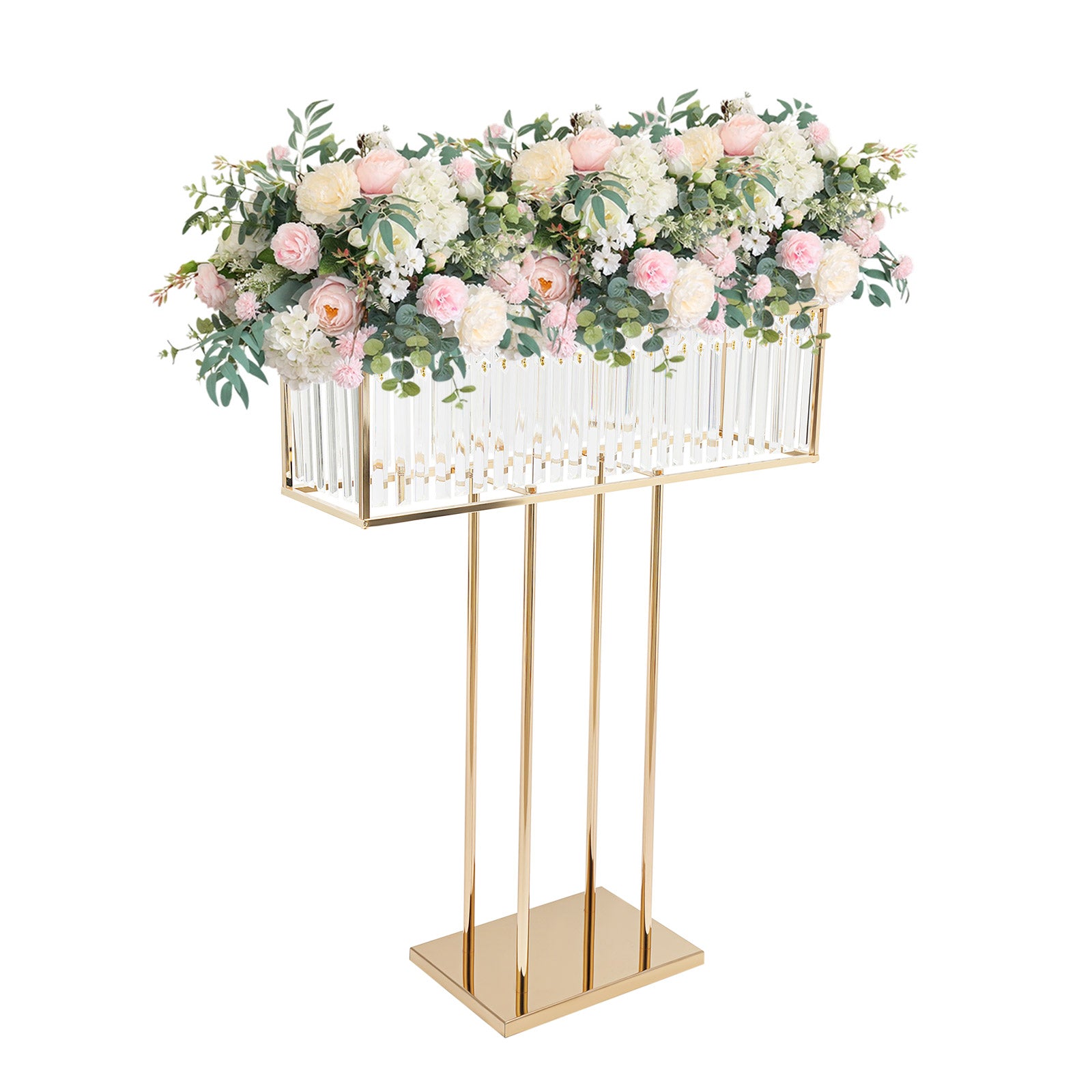 Gouden Kristallen Bloemenstandaard 90 cm – Luxe IJzeren Centerpiece voor Bruiloft en Feestdecoratie