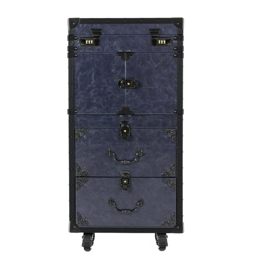 Vintage Make-up Trolley met Wielen – Afsluitbare Cosmetische Koffer met Grote Capaciteit