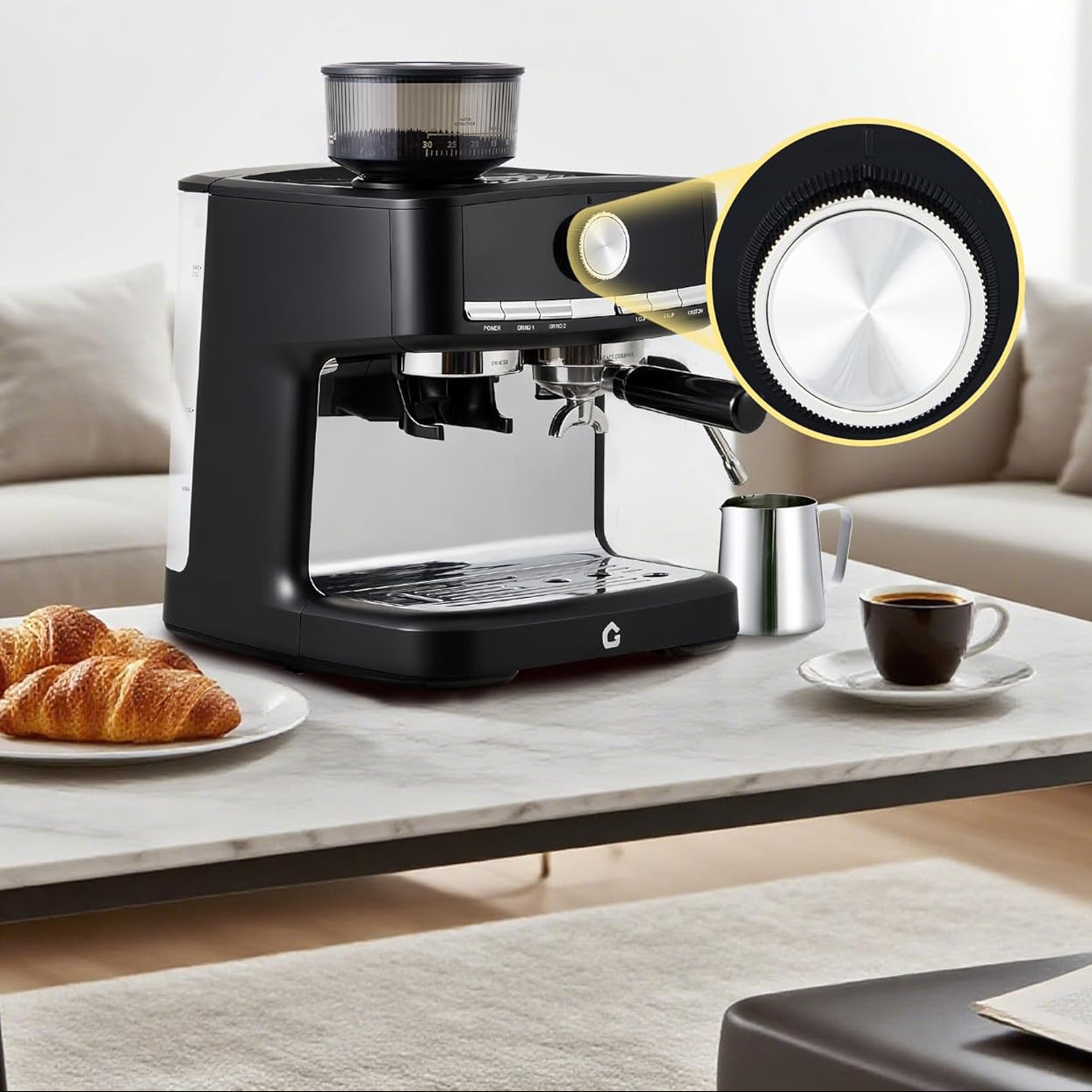 Espressomachine 15 Bar met Bonenmolen en Melkopschuimer