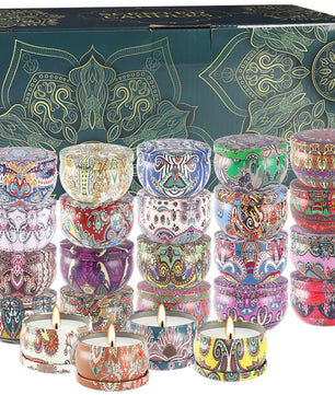 24-delige Klassieke Geurkaarsen Set – Sfeervolle Kaarsen in Glas voor Decoratie en Cadeau