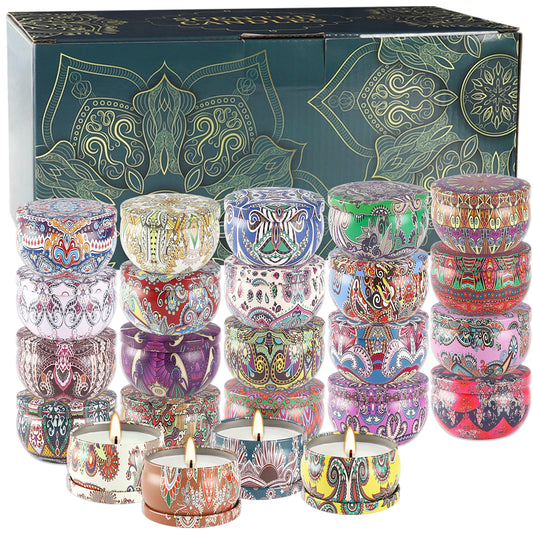 24-delige Klassieke Geurkaarsen Set – Sfeervolle Kaarsen in Glas voor Decoratie en Cadeau