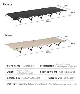 Ultralicht Opklapbaar Campingbed – Draagbaar Slaapbed voor Outdoor, Reizen en Backpacken (150 kg Belastbaar)