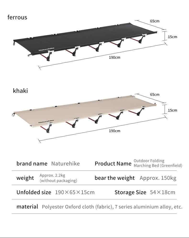 Ultralicht Opklapbaar Campingbed – Draagbaar Slaapbed voor Outdoor, Reizen en Backpacken (150 kg Belastbaar)