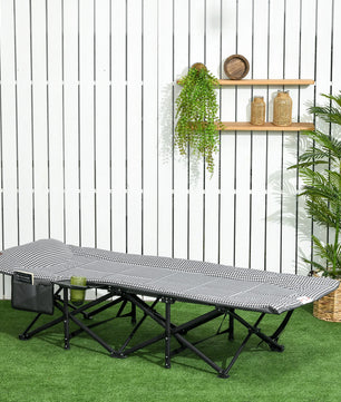Opklapbaar Kampeerbed met Bekerhouder en Tas – Comfortabel Ligbed voor Outdoor en Camping (120 kg)