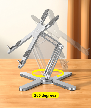 Opvouwbare Aluminium Laptopstandaard met 360° Rotatie – Verstelbare Notebook en Tablet Houder met Warmteafvoer