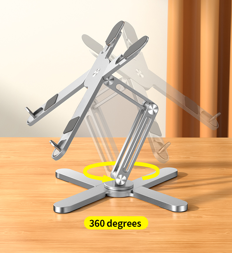 Opvouwbare Aluminium Laptopstandaard met 360° Rotatie – Verstelbare Notebook en Tablet Houder met Warmteafvoer