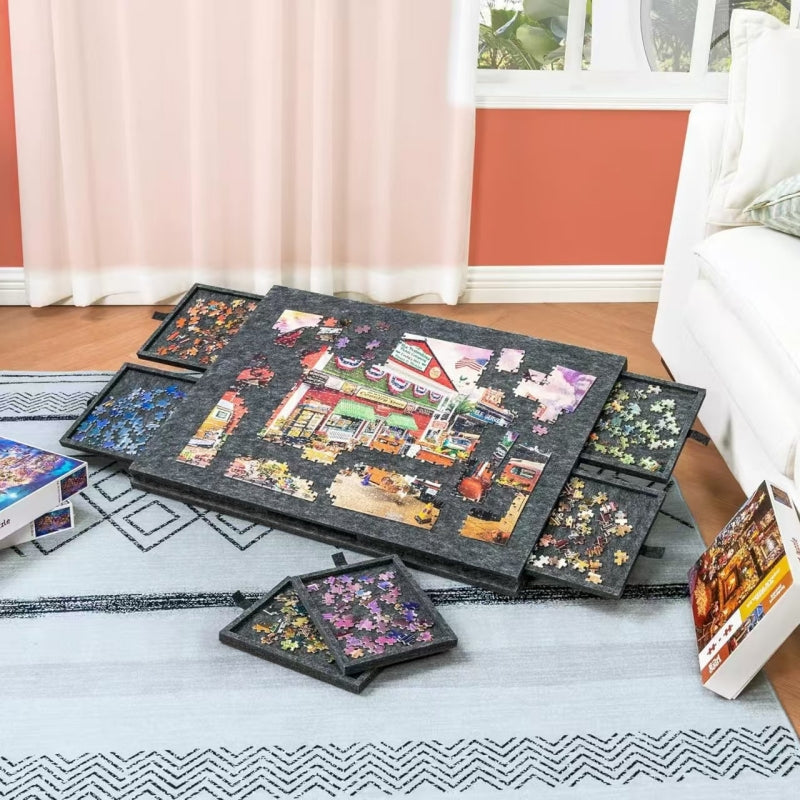 Opvouwbaar Vilten Puzzelbord met Beugel – Draagbare Puzzeltafel met Opbergfunctie