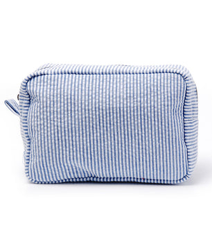 Seersucker Make-up Tas met Ruches – Gestreepte Cosmetische Reistas met Rits