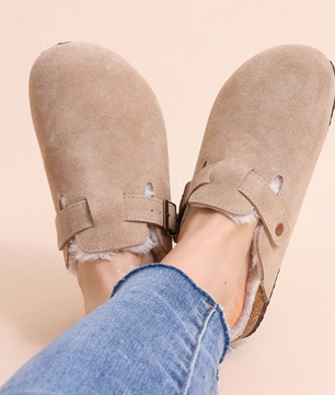 KIDMI Boston-style Suède Pantoffels -  Pluche Gevoerd