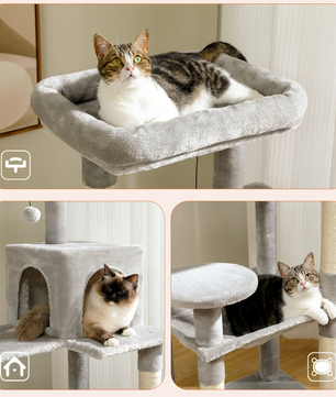 Kattenboom - 45 x 55 x 143cm - Grijs/Beige