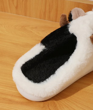 Koe Pantoffels - Pluche Gevoerd met Antislip