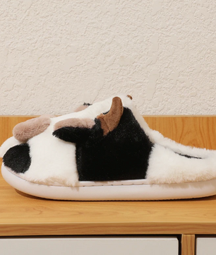 Koe Pantoffels - Pluche Gevoerd met Antislip