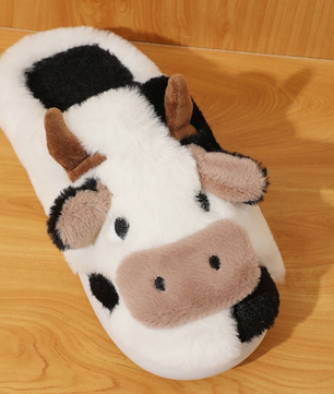 Koe Pantoffels - Pluche Gevoerd met Antislip