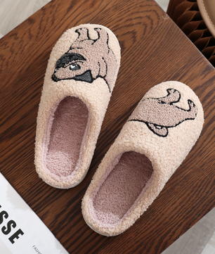 Mopshond (Pug) Pantoffels - Pluche Gevoerd met Antislip