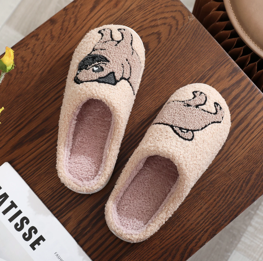 Mopshond (Pug) Pantoffels - Pluche Gevoerd met Antislip