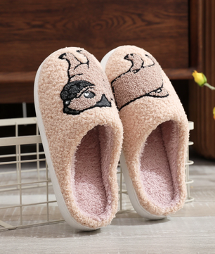 Mopshond (Pug) Pantoffels - Pluche Gevoerd met Antislip