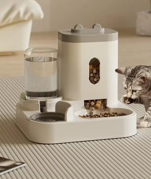 Voer- en Drinkbak voor Katten - 2-in-1 Feeder met Waterfontein