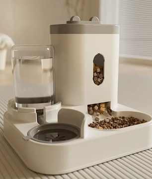Voer- en Drinkbak voor Katten - 2-in-1 Feeder met Waterfontein