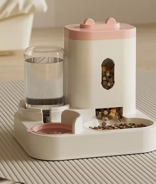 Voer- en Drinkbak voor Katten - 2-in-1 Feeder met Waterfontein