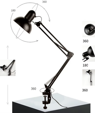 Verstelbare Retro Bureaulamp Zwart - Flexibele Leeslamp - Adrian