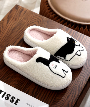 Kat Pantoffels - Pluche Gevoerd met Antislip