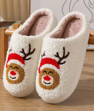 Kerst Pantoffels - Pluche Gevoerd met Antislip