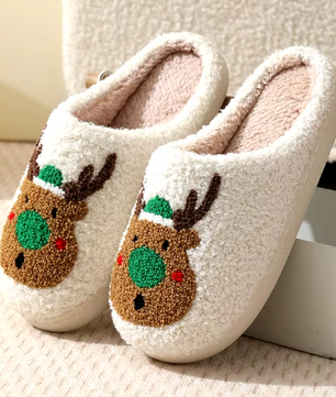 Kerst Pantoffels - Pluche Gevoerd met Antislip