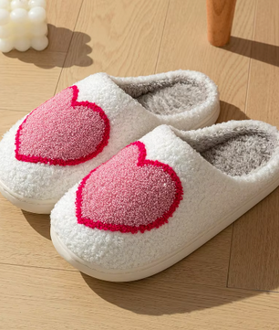Groot Hart Pantoffels - Pluche Gevoerd met Antislip