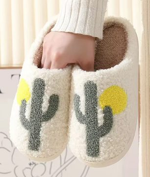 Cactus Pantoffels - Pluche Gevoerd met Antislip