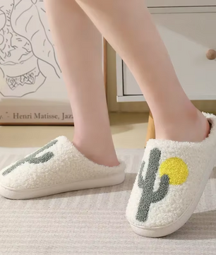 Cactus Pantoffels - Pluche Gevoerd met Antislip