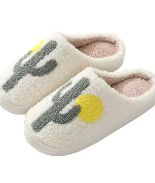 Cactus Pantoffels - Pluche Gevoerd met Antislip