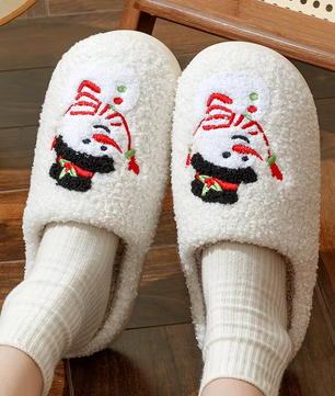 Kerstpop Pantoffels - Pluche Gevoerd met Antislip