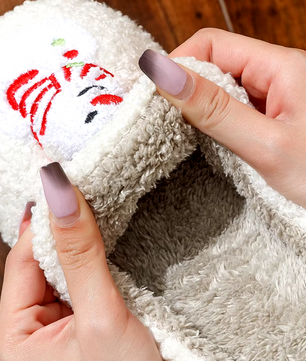 Kerstpop Pantoffels - Pluche Gevoerd met Antislip