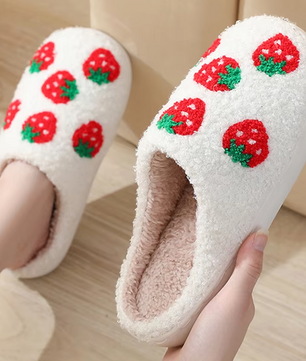 Aardbei Pantoffels - Pluche Gevoerd met Antislip