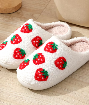 Aardbei Pantoffels - Pluche Gevoerd met Antislip