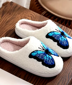 Vlinder Pantoffels - Pluche Gevoerd met Antislip