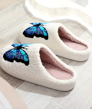 Vlinder Pantoffels - Pluche Gevoerd met Antislip
